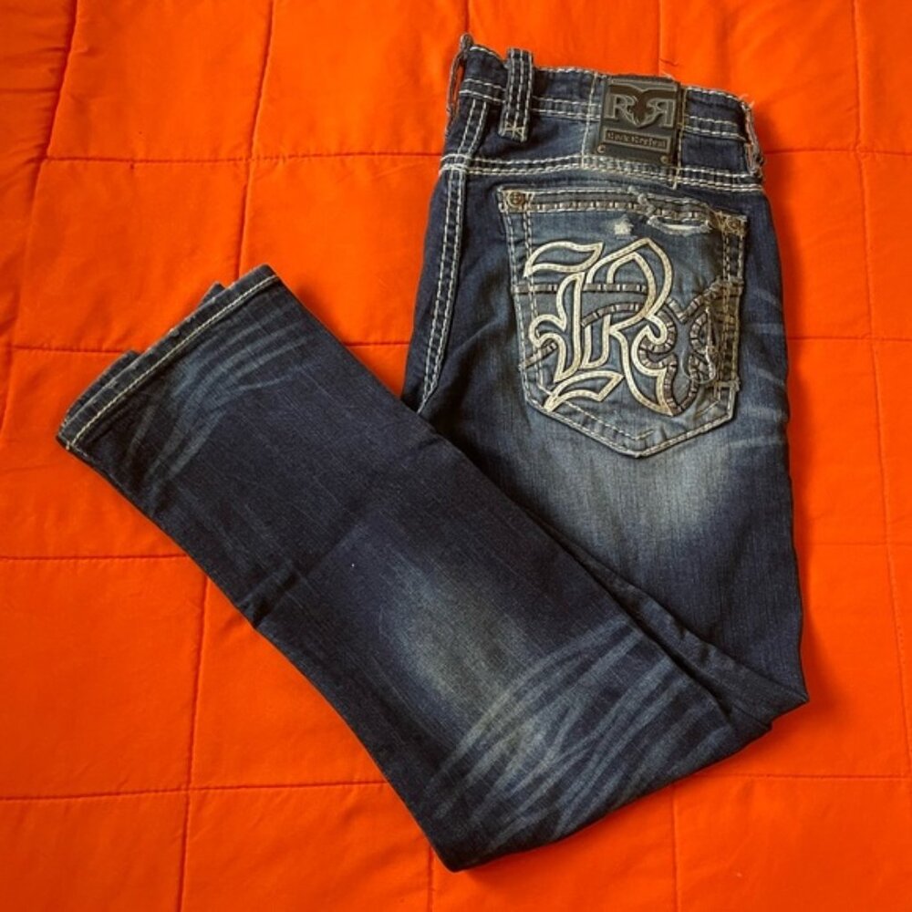 Rock Revival Jeans Mens 38 Straight Leg Embellished Rockstar